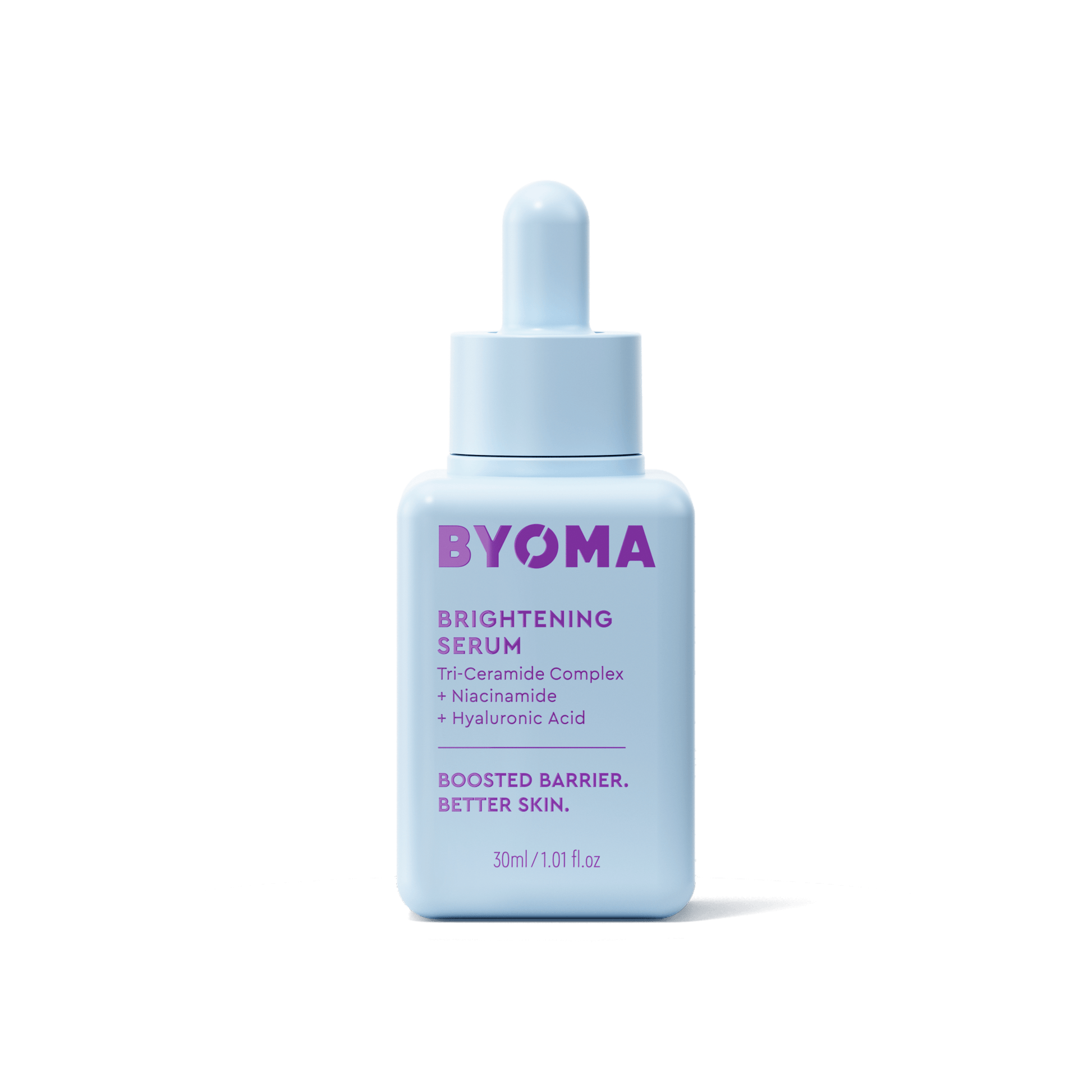 A bottle of Byoma Brightening Serum with dropper.