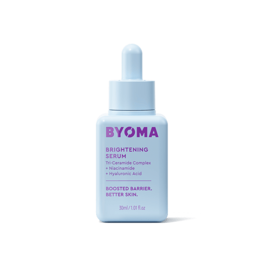 A bottle of Byoma Brightening Serum with dropper.