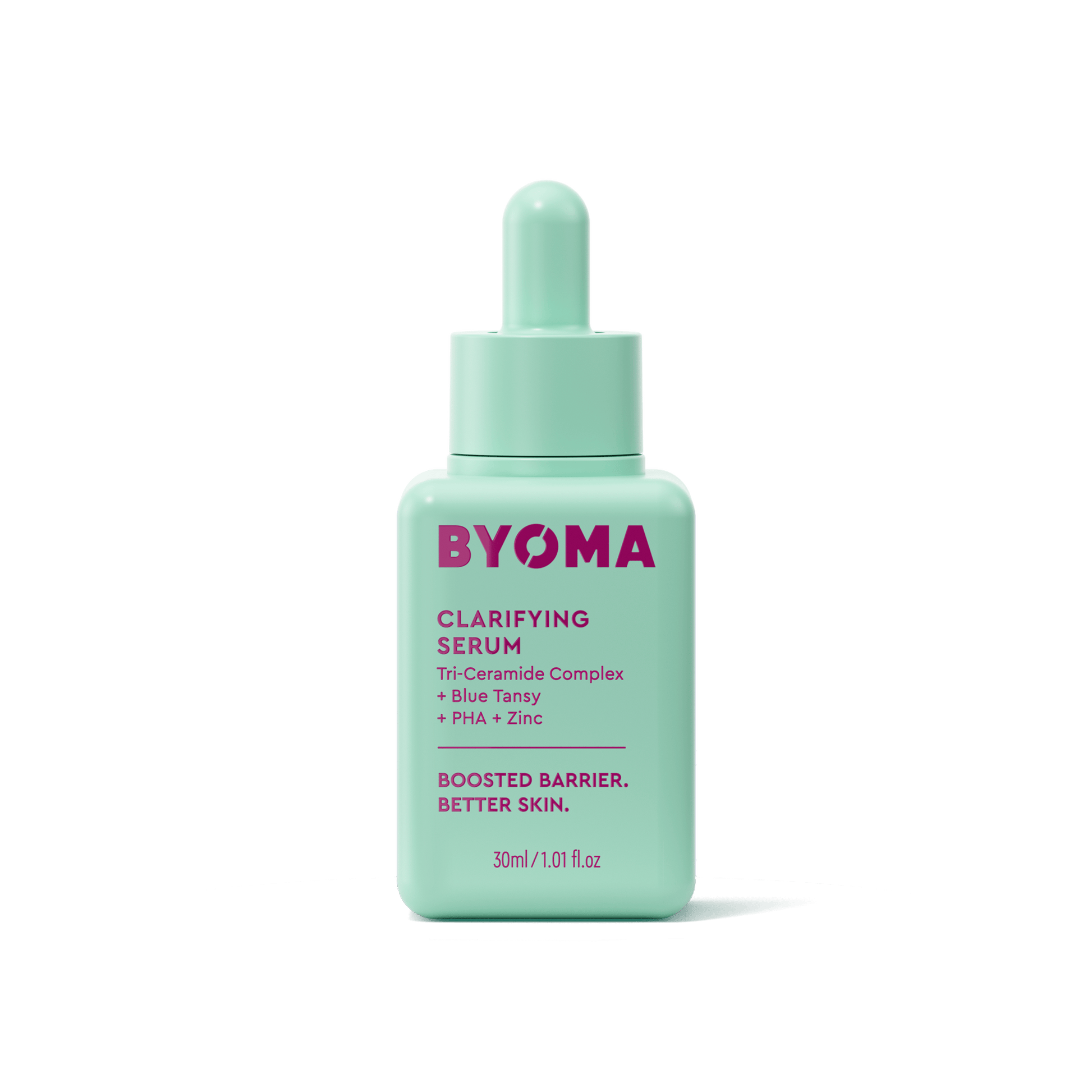 A BYOMA Clarifying Serum bottle with a dropper cap.