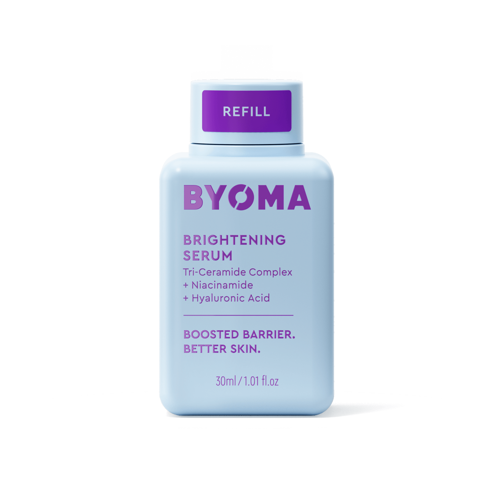 A BYOMA Brightening Serum refill bottle.