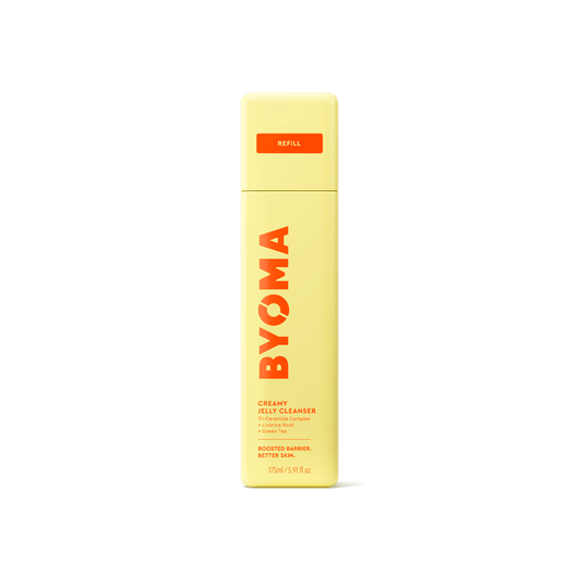 BYOMA Creamy Jelly Cleanser in a yellow bottle.