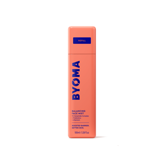 Refillable Byoma Balancing Face Mist bottle.