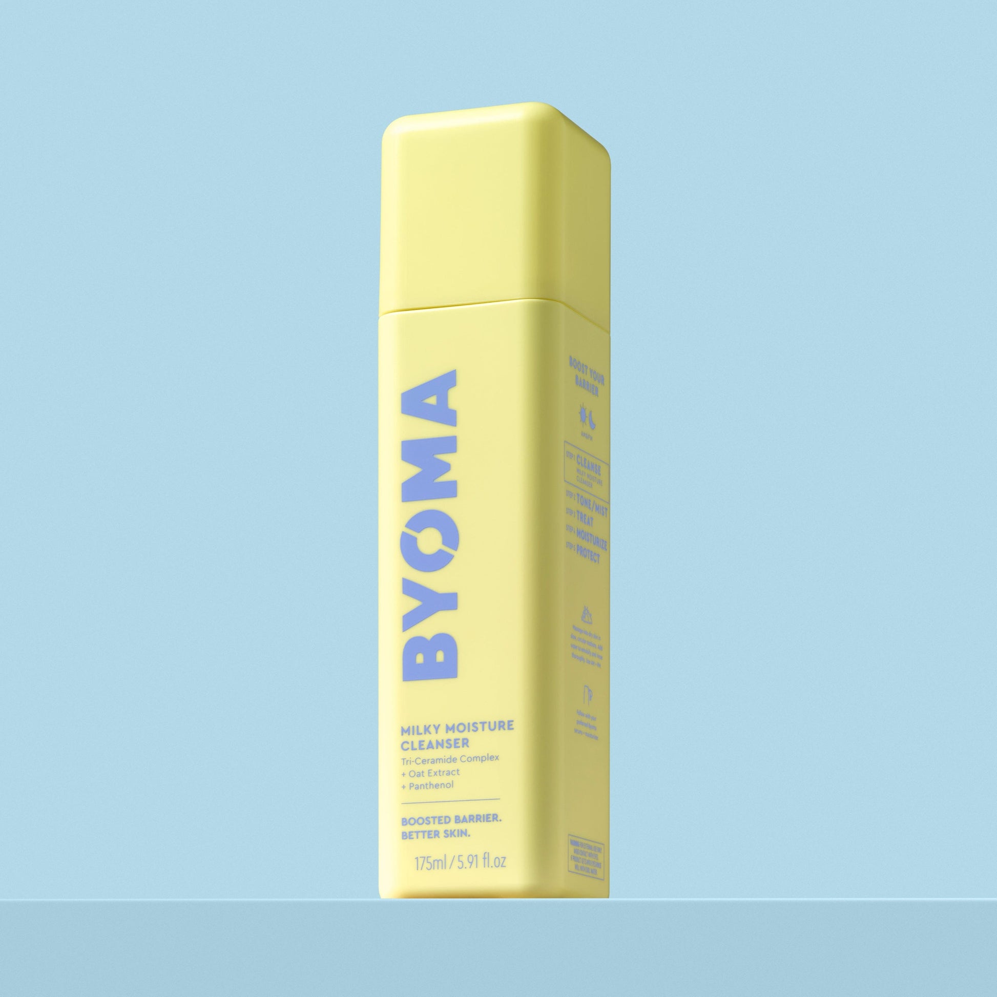 A yellow bottle of Byoma Milky Moisture Cleanser.