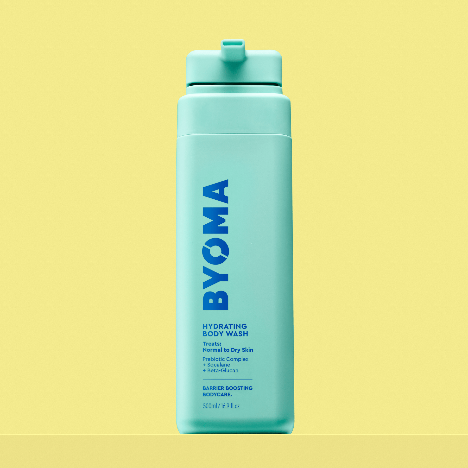 BYOMA Hydrating Body Wash in a mint green bottle.
