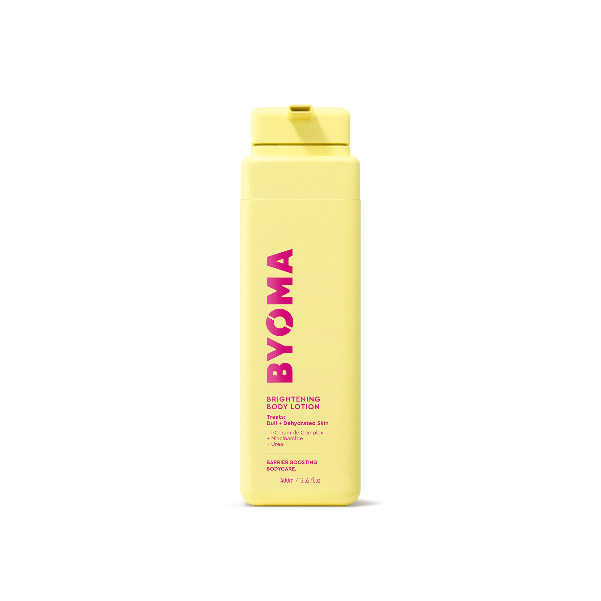 BYOMA BRIGHTENING BODY LOTION against a white background.