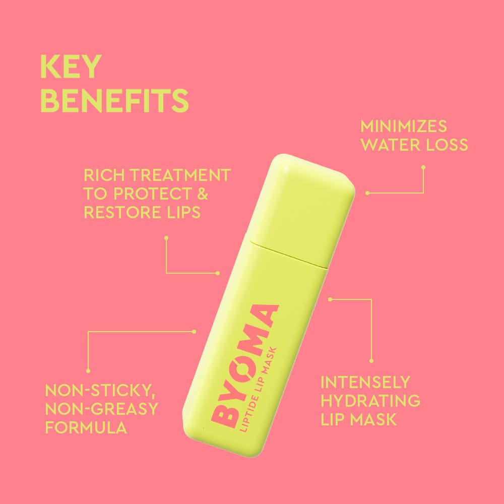 Green lip mask with text on a pink background