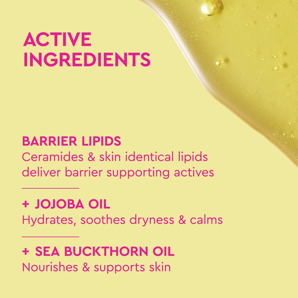 Product label with active ingredients on a yellow background