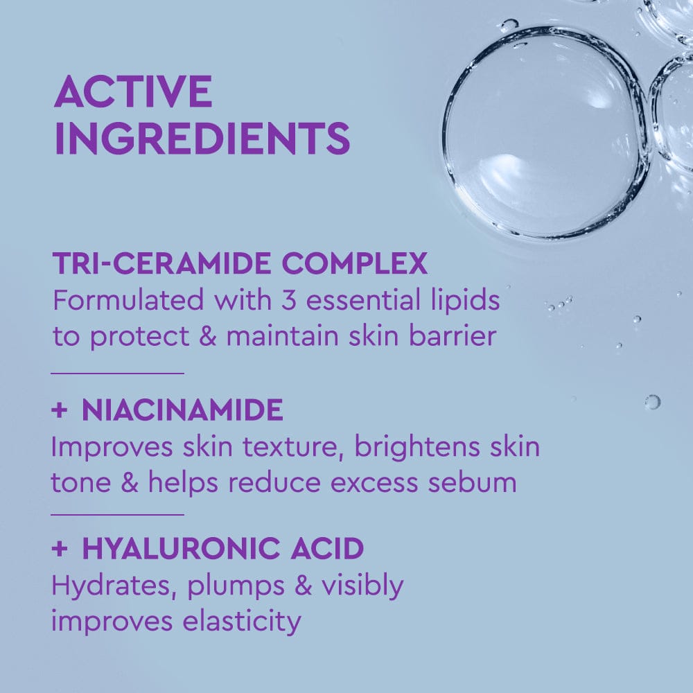 Product label with active ingredients on a blue background