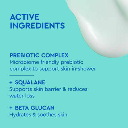 Product label with active ingredients on a blue background