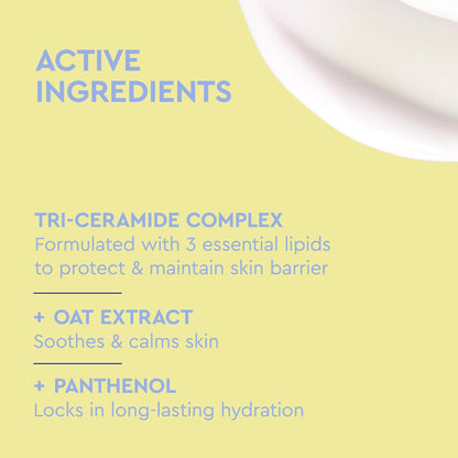 Product label with active ingredients on a yellow background
