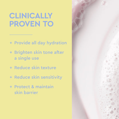 Product packaging with text on a yellow background and a close-up of a textured surface.